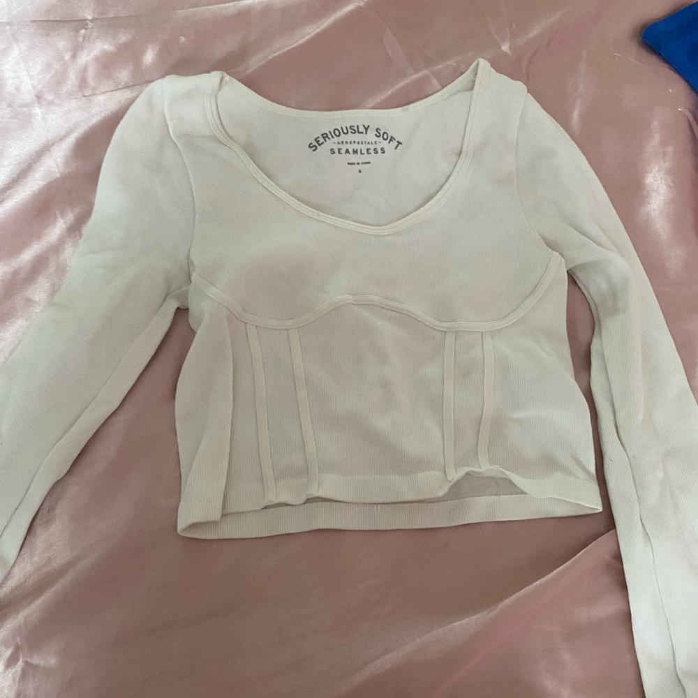 Aeropostale Cream Bustier Crop Blouse